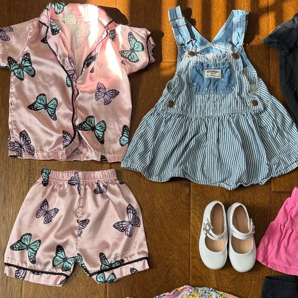 8 piece 2 year old bundle Girls Floral Ruffle Tee with Black Leggings Set